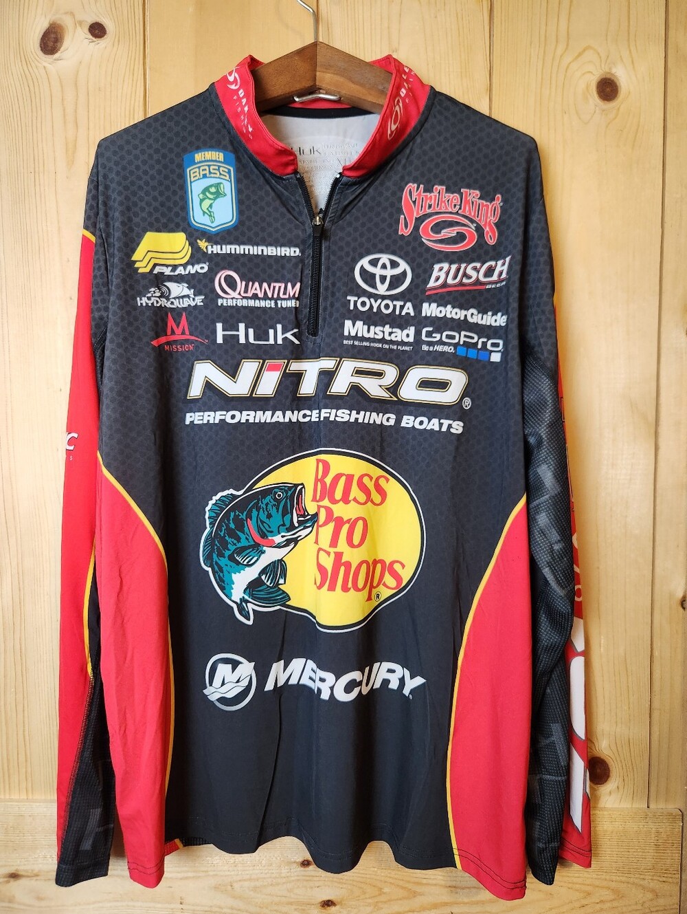 Huk Kevin VanDam Bass Pro Fishing Tournament Logo Quarter Zip Jersey Shirt